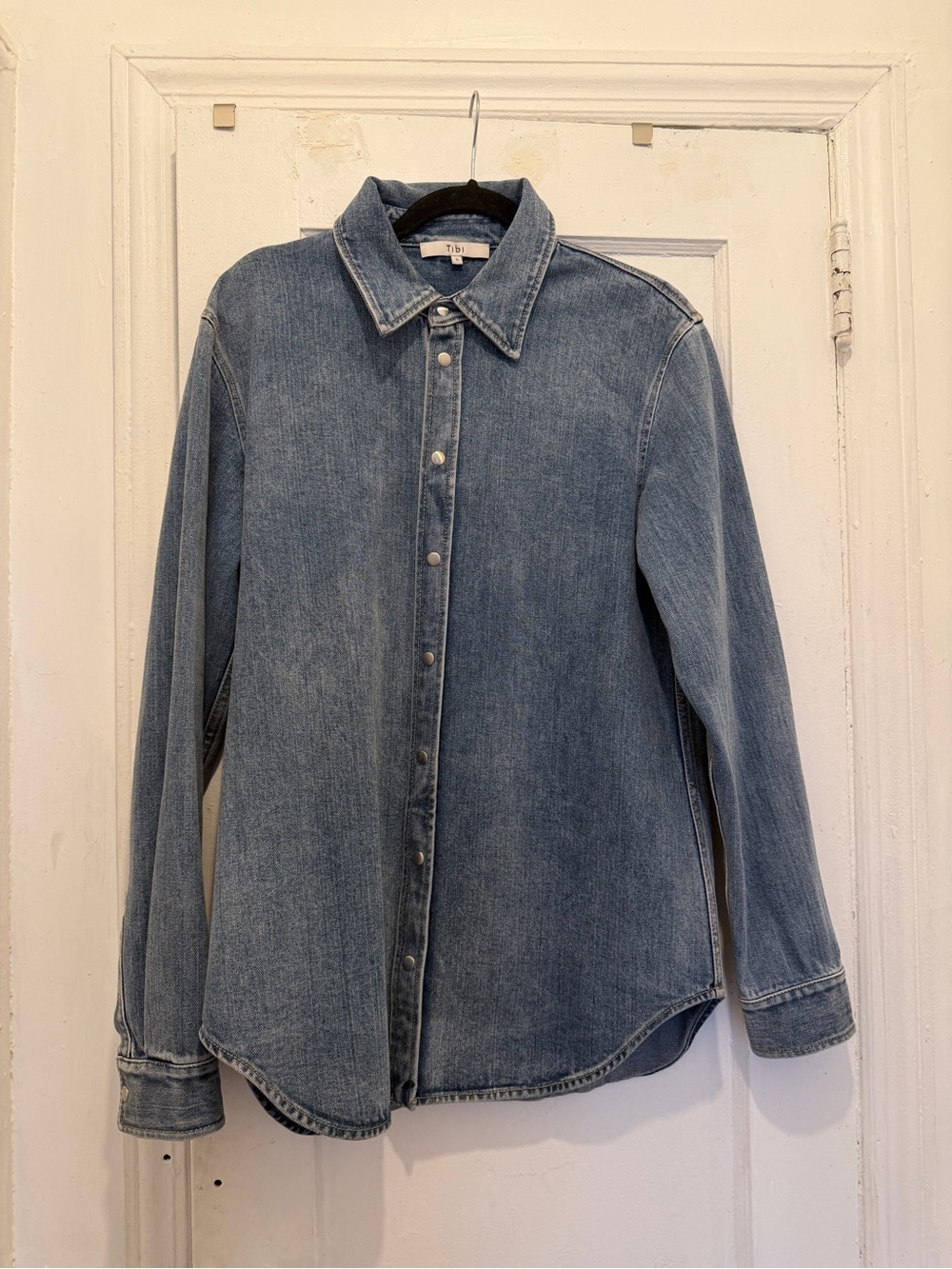 Tibi classic wash denim easy shirt